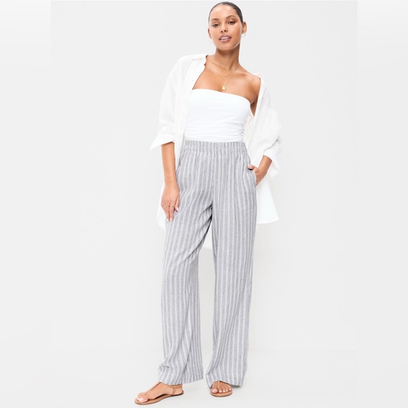 🆕 Old Navy Women's High-Waisted Linen-Blend Wide-Leg Pants - Picture 2 of 16